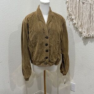 Free People Quilted Tan Bomber Jacket